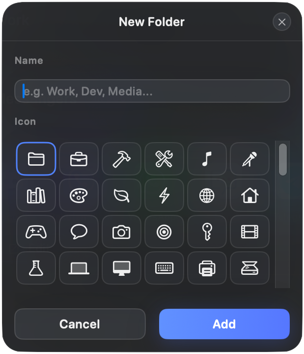 Add Folder View