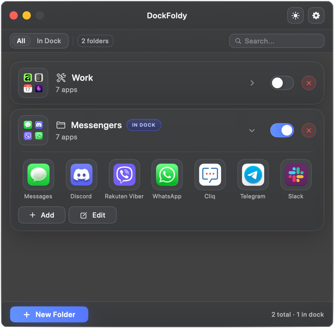 DockFoldy Main Interface