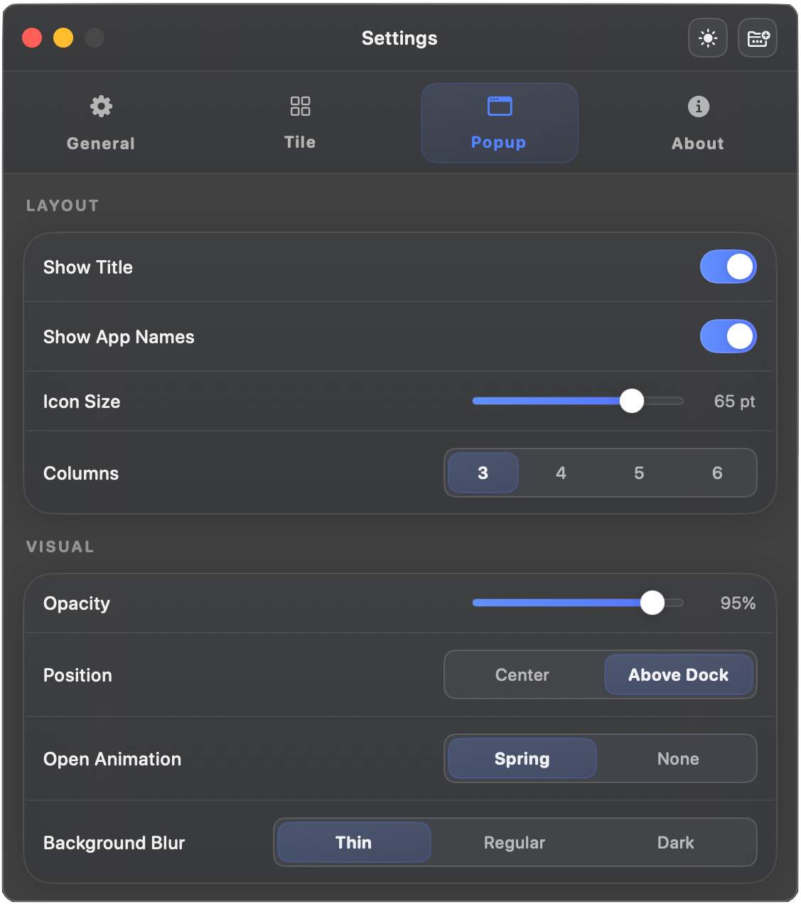 Settings Configuration